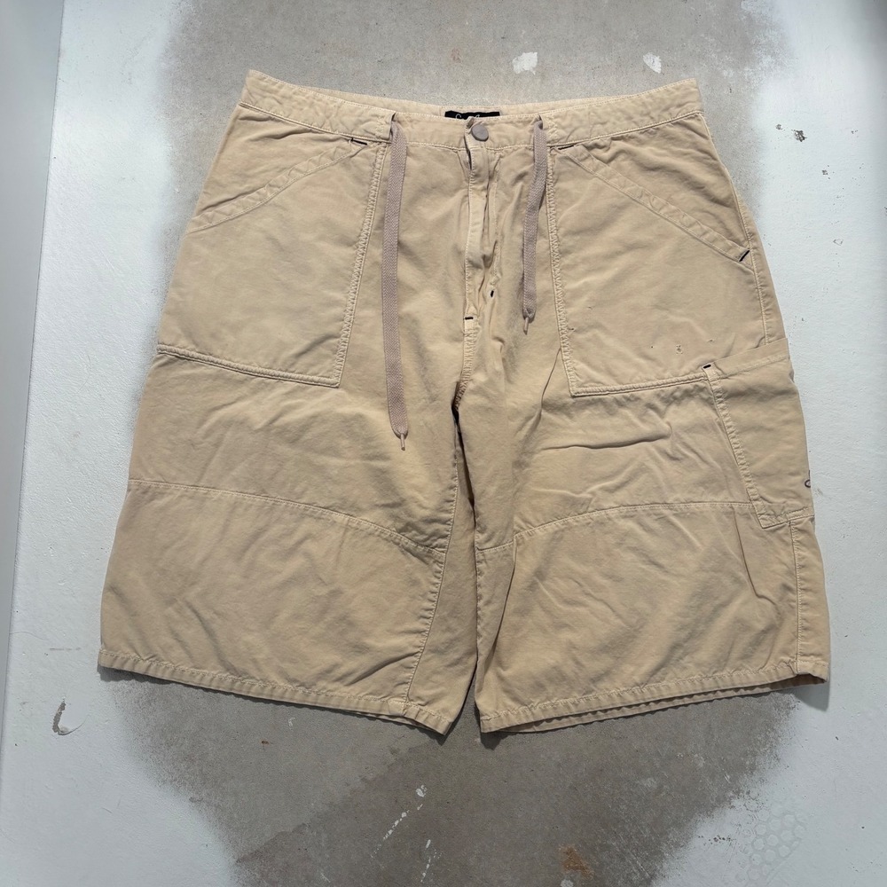 Sean John Vintage Y2K Baggy Cargo Shorts Tan Khaki Mens 36 Drawstring Hip Hop